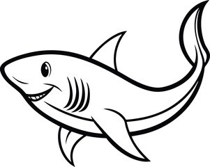 Shark Line art Design with white background