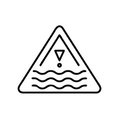 flood warning icon, black outline, transparent background