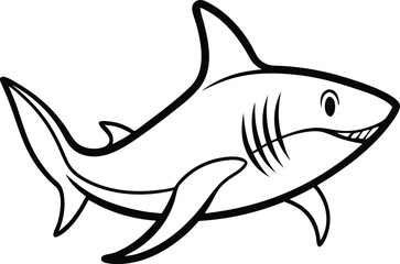 Shark Line art Design with white background