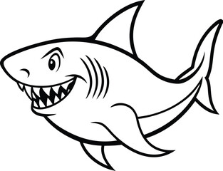 Shark Line art Design with white background