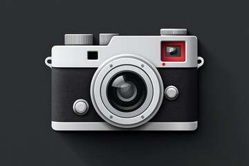 Sleek camera icon with dynamic lighting and soft shadows
