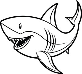 Shark Line art Design with white background