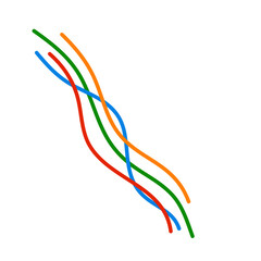 Colorful wire or cable vector illustration, Electrical cables isolated.