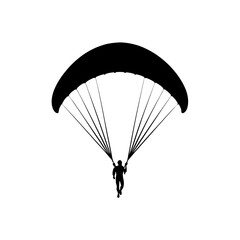 paraglider silhouette on blue sky