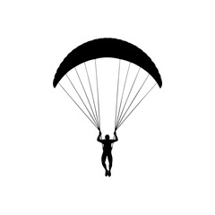 paraglider silhouette on black