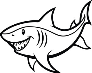 Shark Line art Design with white background