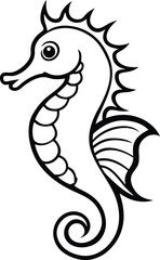 Obraz premium Sea Horse Line art Design with white background