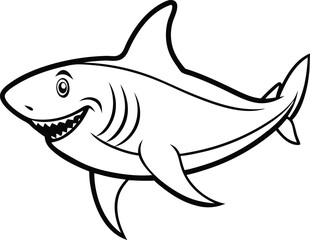 Shark Line art Design with white background