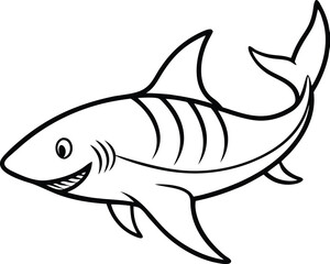 Shark Line art Design with white background