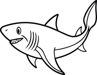Shark Line art Design with white background