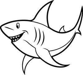 Shark Line art Design with white background