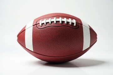 Studio shot of an american football against a pure white backdrop , spiral, sportsball