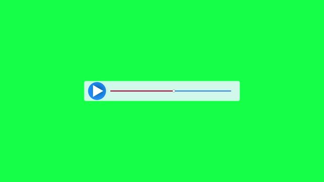Minimalist audio player icon, bright neon green background, simple play button, progress bar, green screen