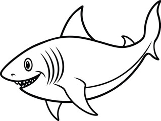 Obraz premium Shark Line art Design with white background