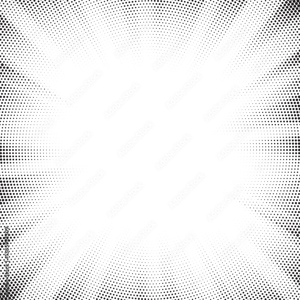 Poster Halftone gradient sun rays pattern. abstract halftone vector dots background. monochrome dots pattern. pop art, comic small dots. star rays halftone poster. shine, explosion. sunrise rays background.