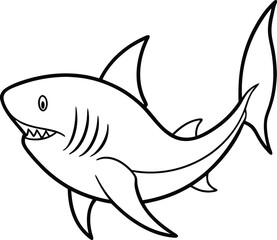 Obraz premium Shark Line art Design with white background
