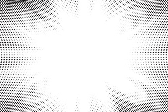 Dotwork noise burst beam background. Black noise stipple dots sunburst pattern. Motion, explosion effect. Abstract dotwork banner with star flash. Radial ray grunge pattern. Abstract sunbeam. 