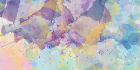 Naklejka premium Abstract translucent multicolored watercolor background. Watercolor background. 3D illustration, 3D rendering. Colorful gradient ink colors wet effect hand drawn canvas background .