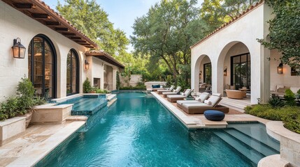 Luxurious Pool House with Lush Landscaping