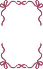 Frame with bow ribbon. Vintage hand-drawn border for Christmas Valentine and wedding card decoration. Coquette lovely element.