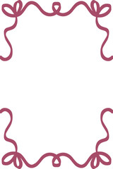 Frame with bow ribbon. Vintage hand-drawn border for Christmas Valentine and wedding card decoration. Coquette lovely element.