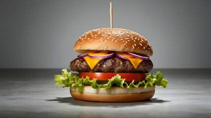 Juicy Cheeseburger Close Up Photo