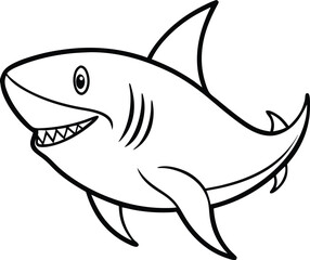 Shark Line art Design with white background