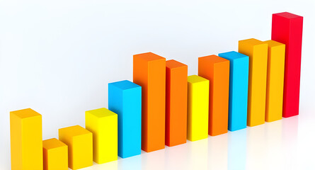 Fototapeta premium Colorful 3D Bar Graph Representing Business Growth and Analytics