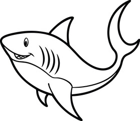Shark Line art Design with white background