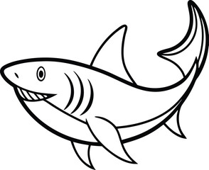 Fototapeta premium Shark Line art Design with white background