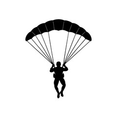 silhouette of a man with parachute