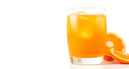 Orange Soda in a Glass with White Background