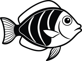 Surgeon Fish Line art Design with white background