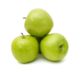Green apple collection. set of fruit isolated on white