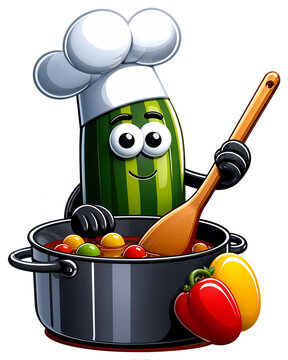 Cute Sticker, transparent Background cartoon illustration of a carrot as a chef