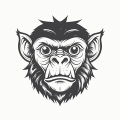 Fototapeta premium Angry Monkey engraving style. minimalist head logo, Icon, element. Vector illustration