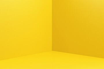 Bright yellow corner of an empty room with smooth surfaces, minimalistic style, plain background. Concept of simplicity, space, and modern design. Ai generative