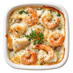 Creamy Seafood Casserole on transparent background