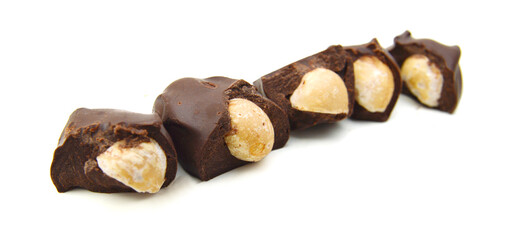 Chocolate candy on white background 