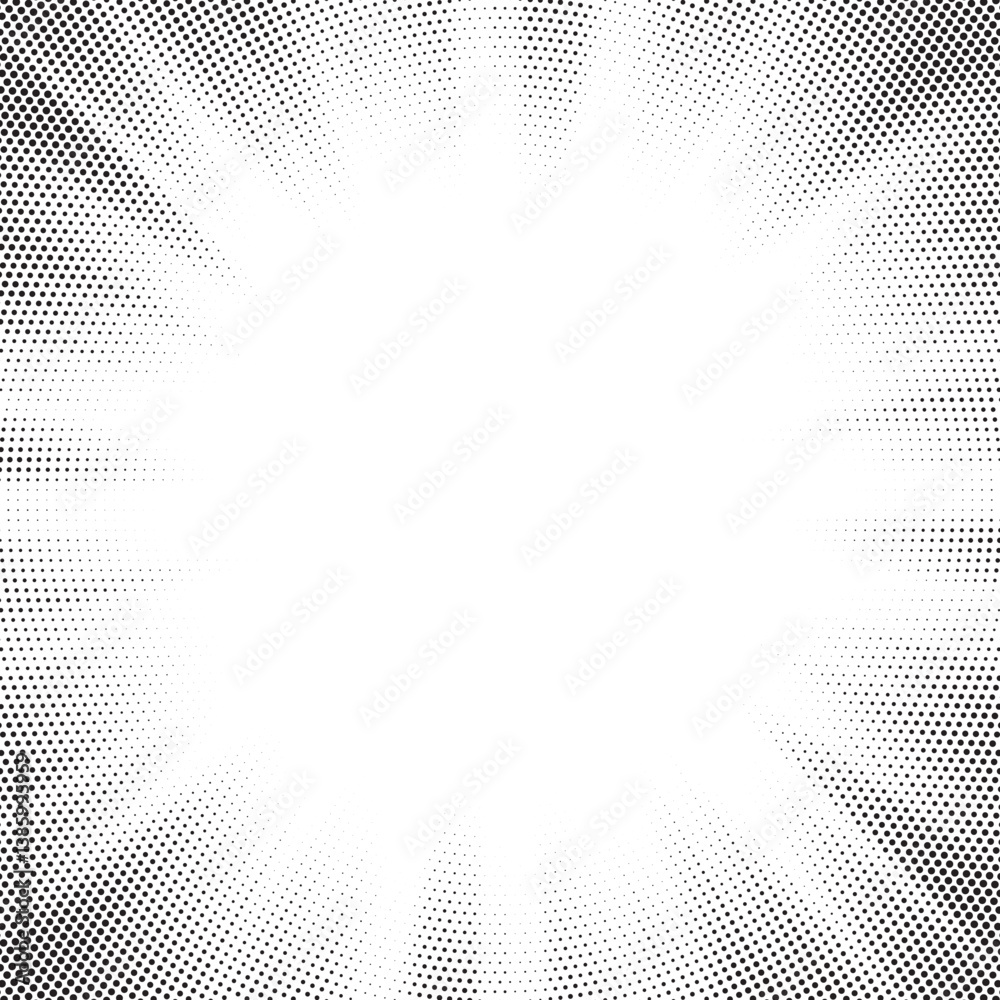 Aufkleber Halftone gradient sun rays pattern. Abstract halftone vector dots background. monochrome dots pattern. Vector background in comic book style with sunburst rays and halftone. Retro pop art design.