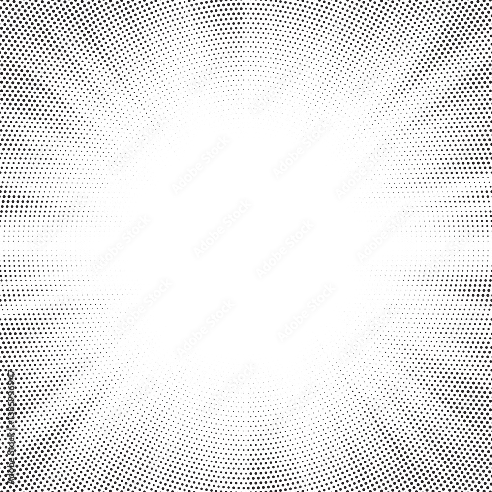 Poster Halftone gradient sun rays pattern. Abstract halftone vector dots background. monochrome dots pattern. Vector background in comic book style with sunburst rays and halftone. Retro pop art design.	