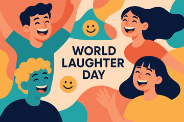 World laughter day celebration with joyful expressions and colorful design