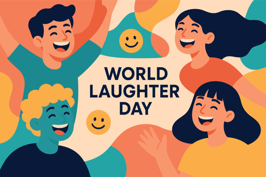 World laughter day celebration with joyful expressions and colorful design