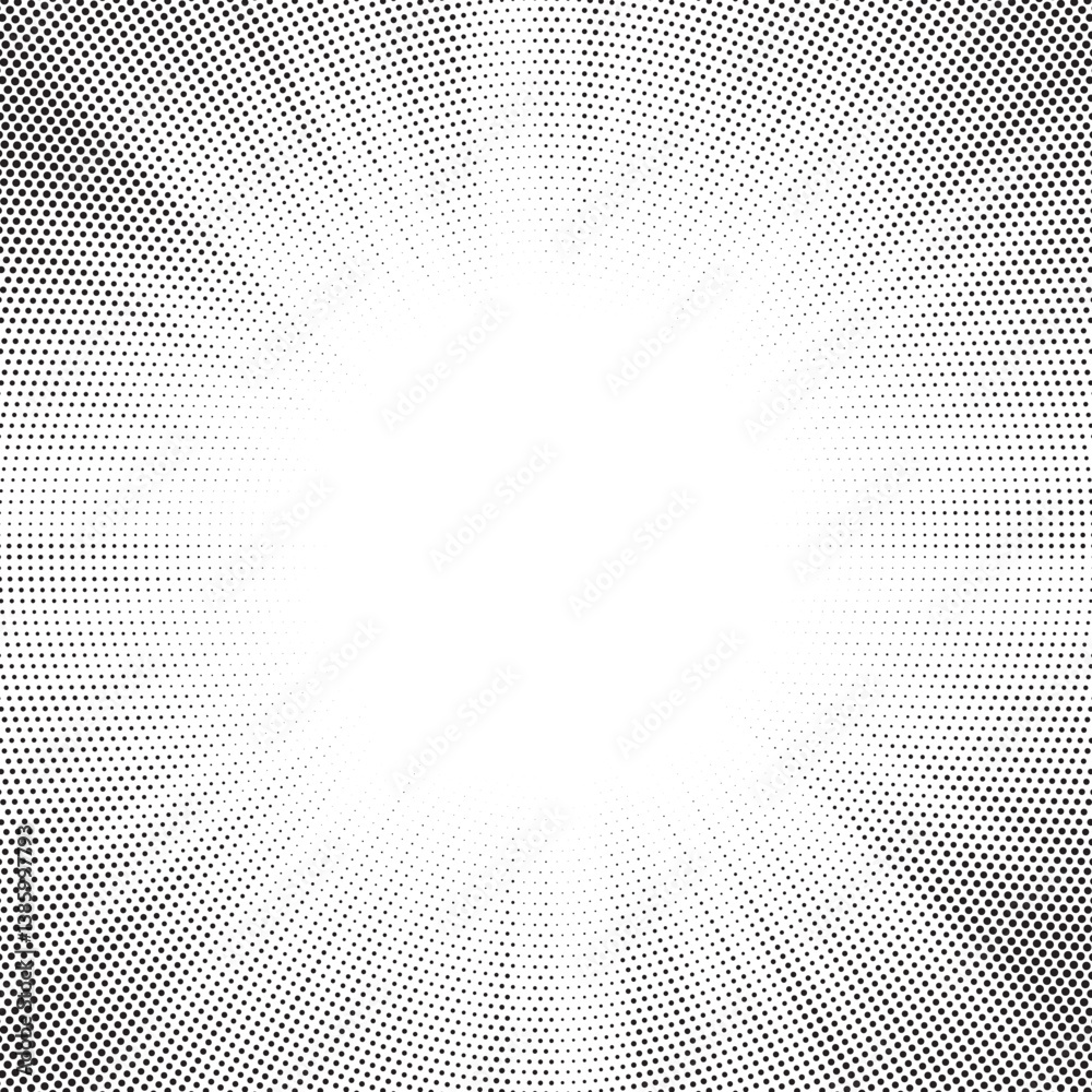 Leinwandbilder Halftone gradient sun rays pattern. Abstract halftone vector dots background. monochrome dots pattern. Vector background in comic book style with sunburst rays and halftone. Retro pop art design.