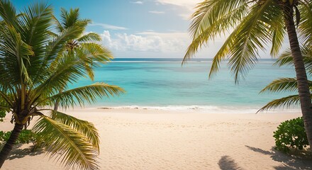 Fototapeta premium Golden Hour Paradise AI Generated