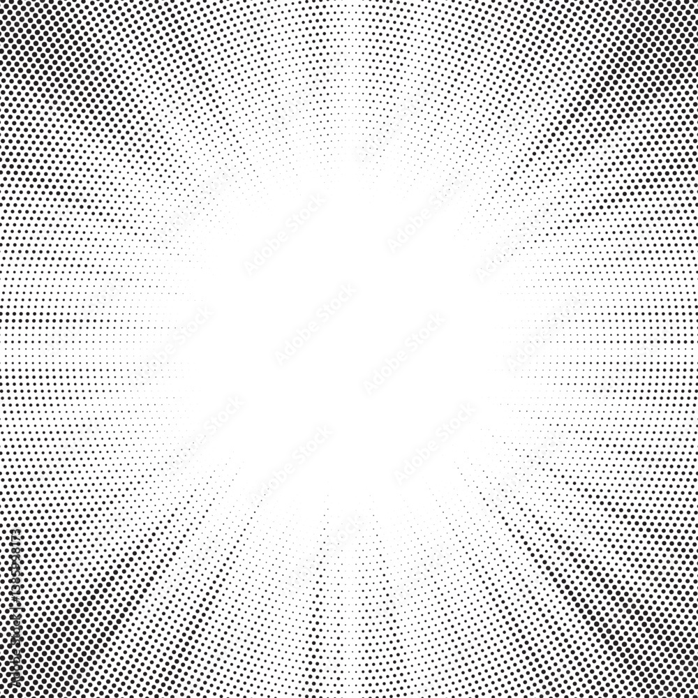 Poster Halftone gradient sun rays pattern. Abstract halftone vector dots background. monochrome dots pattern. Vector background in comic book style with sunburst rays and halftone. Retro pop art design.