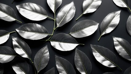 Silver leaves on dark background (1)