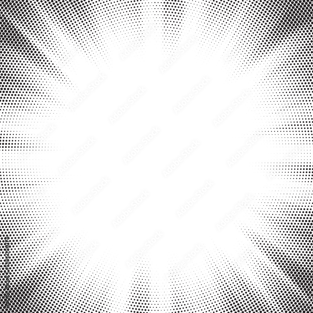 Aufkleber Halftone gradient sun rays pattern. Abstract halftone vector dots background. monochrome dots pattern. Vector background in comic book style with sunburst rays and halftone. Retro pop art design.