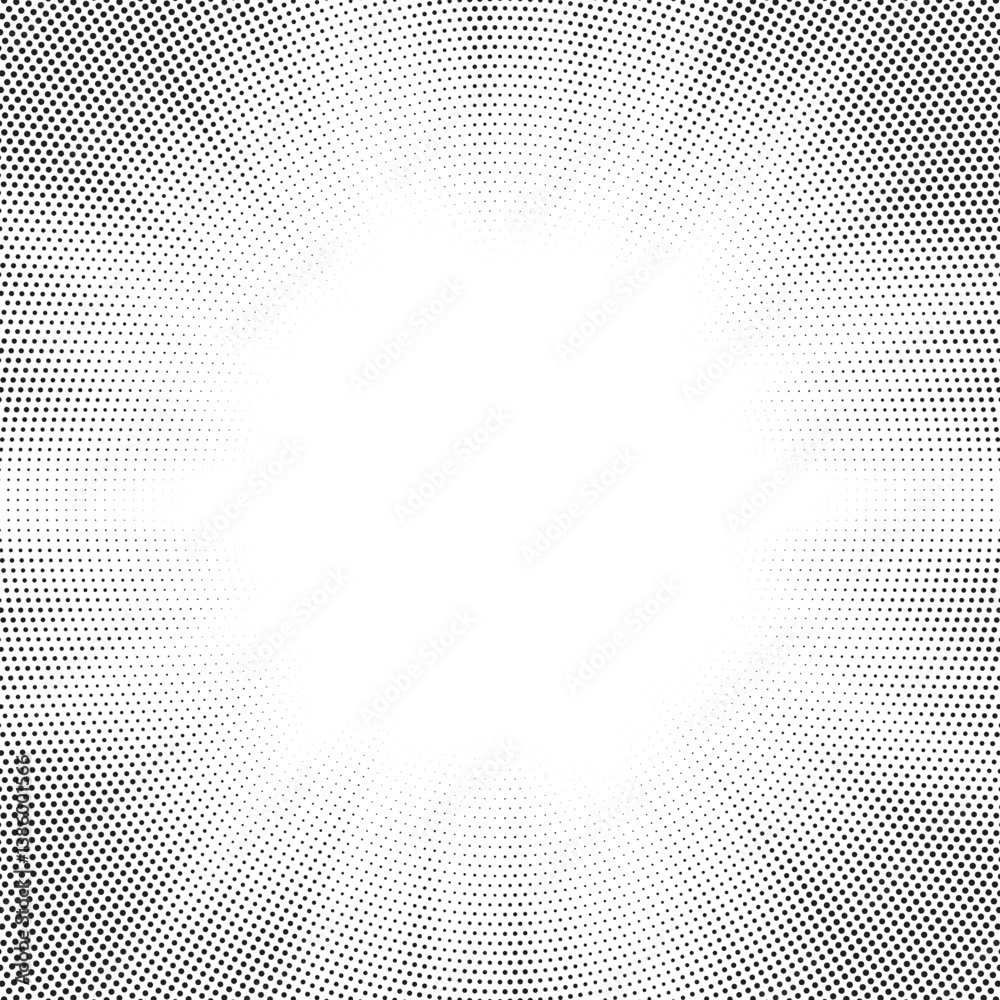 Poster Halftone gradient sun rays pattern. Abstract halftone vector dots background. monochrome dots pattern. Vector background in comic book style with sunburst rays and halftone. Retro pop art design.