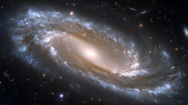 A beautiful spiral galaxy swirling gracefully in deep dark space